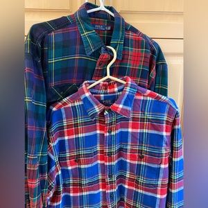 Lot of 2 Polo Ralph Lauren Plaid Flannel Shirts men XL Extra Large